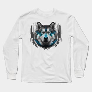 Malamute Futuristic Geometric Artwork Long Sleeve T-Shirt